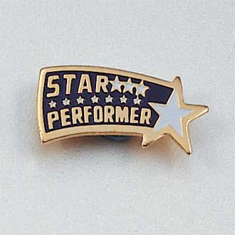 Star Performance Recognition Chat Pins with Rhinestones 1 Pack Prime Crown Awards 1 Star Performer Lapel Pin 
