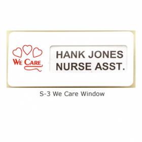 We Care Window Name Badge #S-3